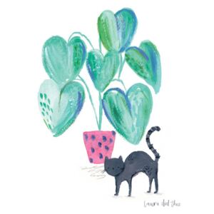 Ilustrare Black cat and plant, Laura Irwin