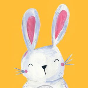 Ilustrare Woodland bunny on mustard, Laura Irwin