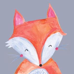 Ilustrare Woodland fox on grey, Laura Irwin