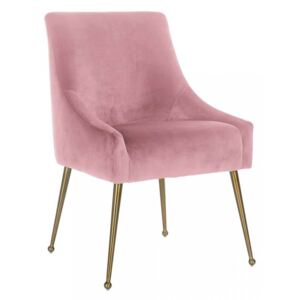 Scaun dining roz/auriu din catifea si inox Indy Pink Gold Richmond Interiors
