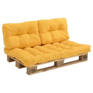 [en.casa]® Set perne design mobilier paleti - 1 x perna sezut - 2 x perna spate - galben mustar