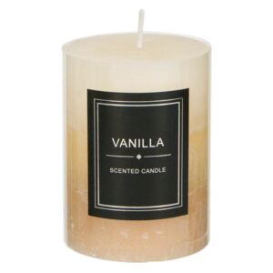 Lumanare parfumata bej decorativa cu miros de vanilie