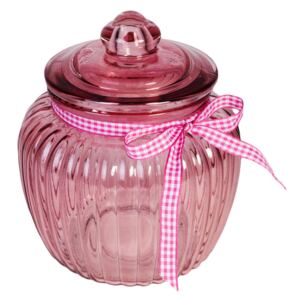 Borcan cu panglica roz.12,5x14,5 cm