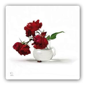 CARO Tablou metalic - Red Roses In A Vase 30x30 cm