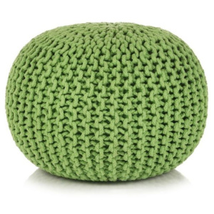 Puf tricotat manual, bumbac, 50 x 35 cm, verde