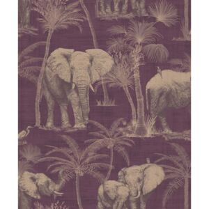 Arthouse Tapet - Elephant Grove Elephant Grove Aubergine