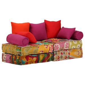 Canapea modulară cu 2 locuri, textil, model petice