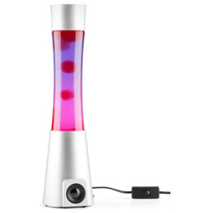 OneConcept LavaBoy Lampa cu Bluetooth, Speaker BT 3.0 AUX-In sticla argintie/ roșu