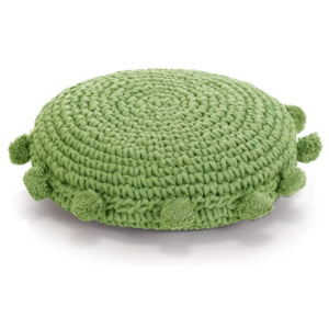 Pernă pardoseală rotundă tricotată, bumbac 45 cm, verde