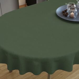 Goldea față de masă decorativă loneta - uni verde închis - ovale 80 x 140 cm