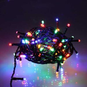 Ghirlanda luminoasa decorativa 100 LED-uri multicolore cu jocuri de lumini cablu verde WELL