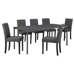 [en.casa]® Masa de bucatarie/salon design elegant (180x80cm) - cu 6 scaune tesatura eleganta - gri inchis