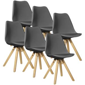 [en.casa]® Set scaune design- 6 bucati - gri