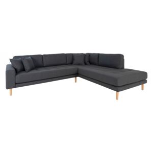 Canapea cu colt gri inchis din poliester si lemn 257 cm Lido Right House Nordic