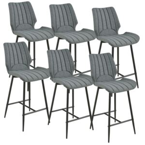 Set 6 bucati scaune bar Planica New 102 5 x 46 5 cm poliester/metal gri inchis