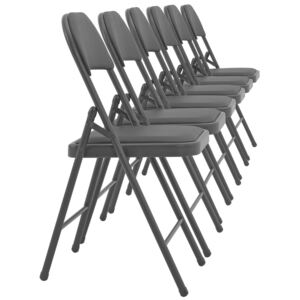 Set 6 scaune birou conferinta pliabile 80 x 46 cm piele sintetica negru