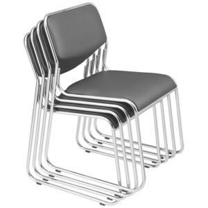Set 4 bucati scaun birou conferinta 77 x 51 cm piele sintetica negru