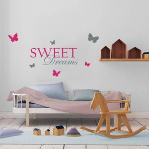 GLIX Sweet dreams - autocolant de perete Gri și roz 120 x 60 cm