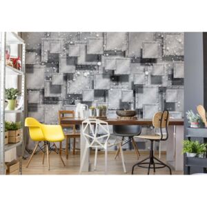 Fototapet - Abstract 3D Design Squares Grey Vliesová tapeta - 254x184 cm