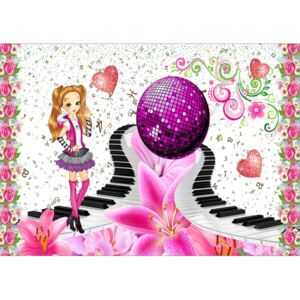 Fototapet Copii cu Pink Floral Music Premium 200x300 cm