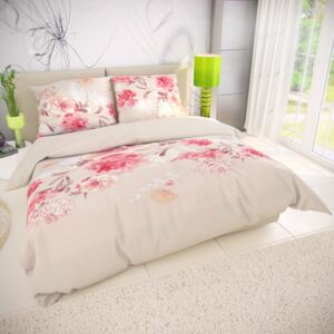 Astoreo Asternut de pat din bumbac Tanea alb/roz 140x200cm + 70x90cm