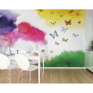 Ohpopsi Fototapet - Watercolour Butterflies 300x240 cm Lucios