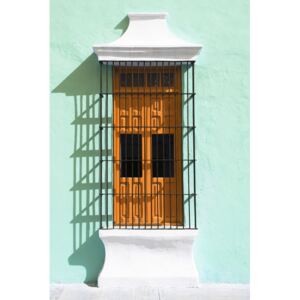 Fotografii artistice Orange Window and Coral Green Wall in Campeche, Philippe Hugonnard