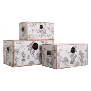 Set 3 cutii cu capac multicolor din MDF si canvas Jiana Ixia