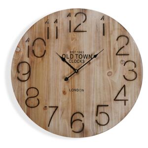 Ceas de perete rotund maro din lemn 58 cm Wood Clock Versa Home