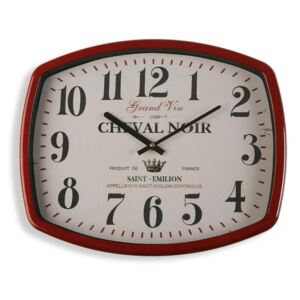 Ceas de perete dreptunghiular rosu/alb din metal 33x40 cm Reloj Pared Rouge Versa Home