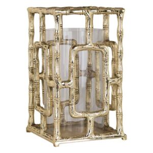 Suport transparent/auriu din sticla si aluminiu pentru lumanare 31 cm Katelyn Richmond Interiors
