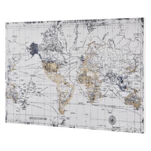 [art.work] Design fotografie de perete imprimata pe hartie pergament - harta lumii Model 2- cu rama ascunsa - 60x90x3,8cm