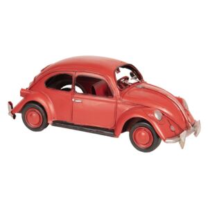Macheta masina VW Beetle Retro din metal rosu 29 cm x 10 cm x 9 h