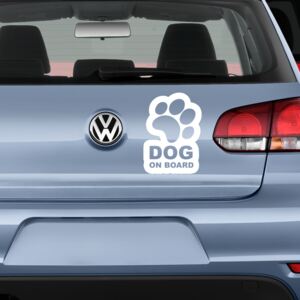 Sticker Auto Decorativ, Dog On Board, Alb/Negru, 20×14 cm - Alb