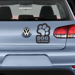 Sticker Auto Decorativ, Dog On Board, Alb/Negru, 20×14 cm - Negru