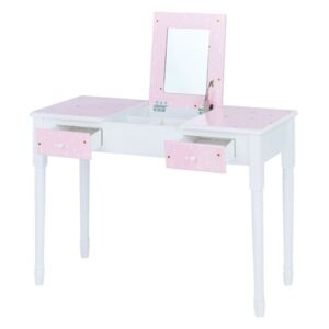 Masa de toaleta Morin cu oglinda, roz/ alb