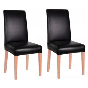 Set 2 huse scaun dining/bucatarie, imitatie piele si spandex, culoare negru