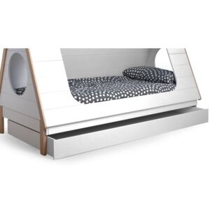 Sertar de depozitare pentru pat Anzuelo, lemn masiv, alb, 16 x 95 x 204,8 cm