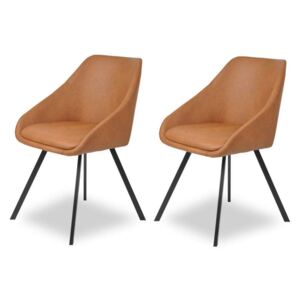 Set de 2 scaune Luiso, ecopiele/metal, maro
