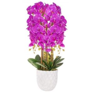 Orhidee arificiala cu ghiveci din ceramica, violet, 80 cm, Springos