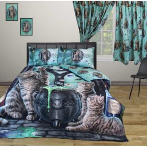 Set lenjerie de pat din bumbac, pisicute, Lisa Parker - Hocus Pocus, 200x200 cm