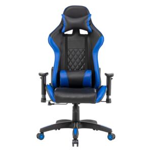 Scaun gaming, funcție recliner, design racing, Negru/Albastru Sig 063