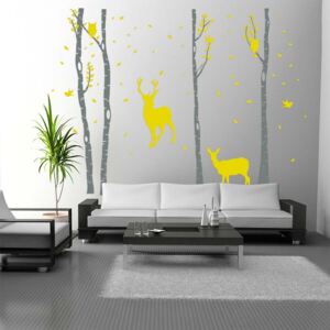 GLIX Birch grove - autocolant de perete Gri și galben 330x230 cm