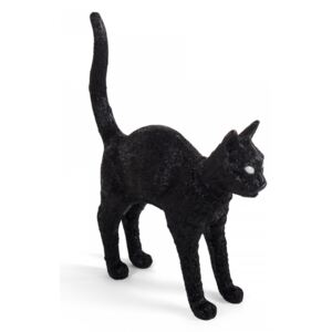 Decoratiune luminoasa neagra din rasina Jobby The Cat Seletti