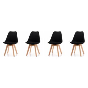 Set scaune din catifea stil scandinav BLACK GLAMOR 3+1 GRATIS
