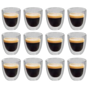 Pahar termic perete dublu pentru cafea espresso, 12 buc., 80 ml