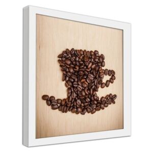CARO Imagine în cadru - A Cup Of Coffee Beans 20x20 cm Alb