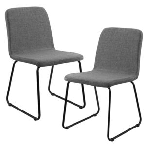 Set 2 scaune design - 81 x 44cm - metal si textil - gri