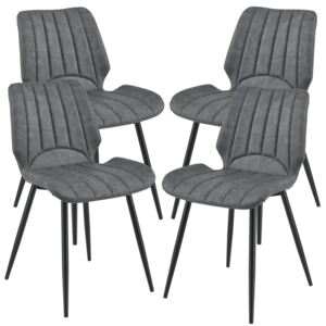 Set patru bucati scaune design Norica, 77 x 57,5 x 46 cm, poliester/metal, gri inchis