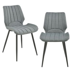 Set doua bucati scaune design Nori 1, 77 x 57,5 x 46 cm, metal/poliester, gri inchis